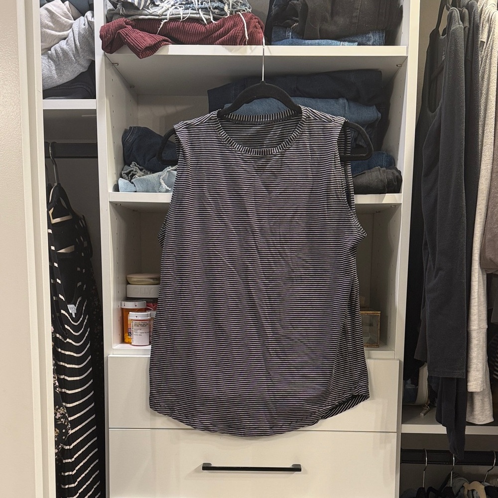 lululemon athletica Striped Sleeveless Tank Top - Black and White